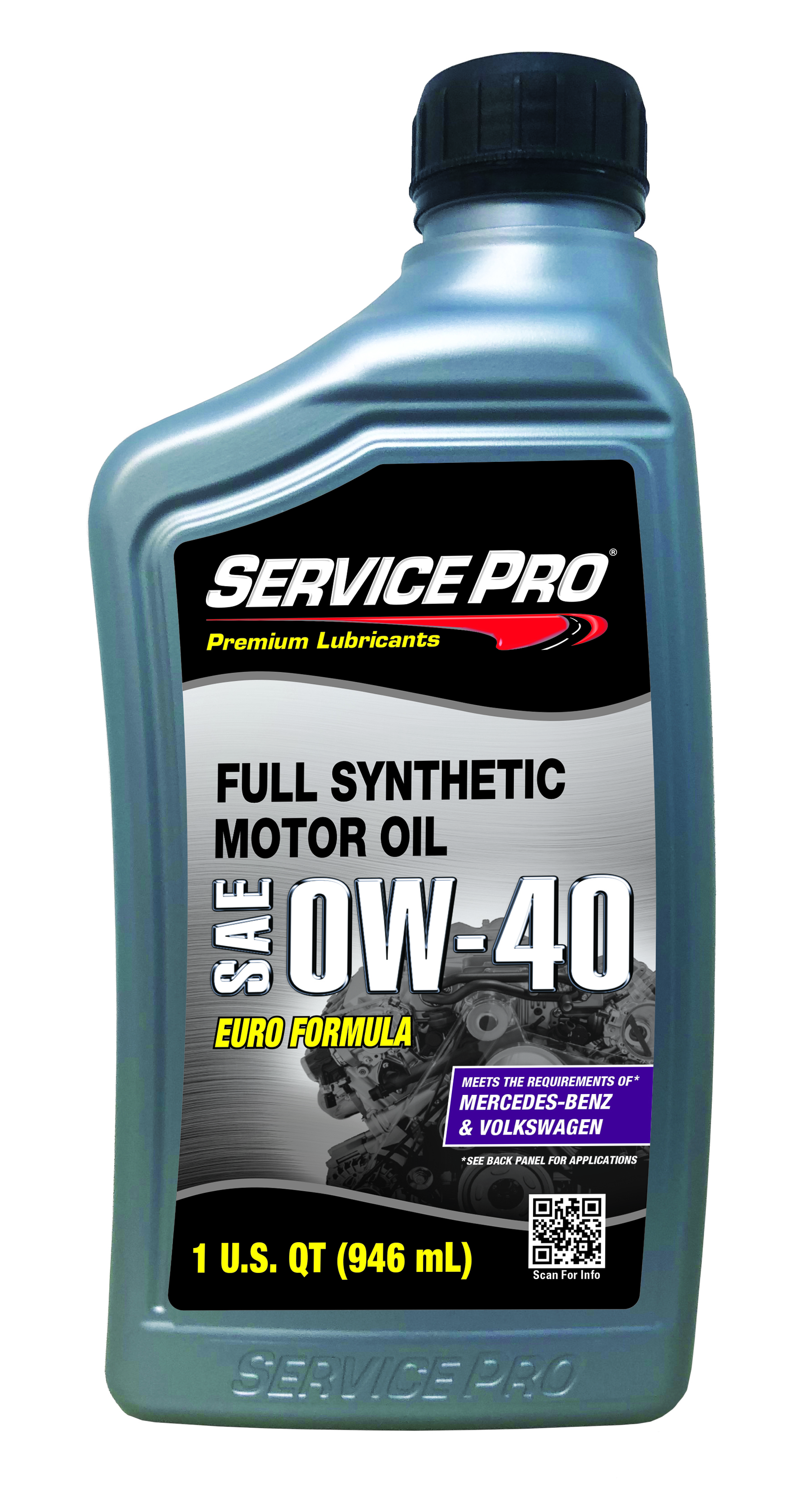 Service Pro® Premium Euro Full Synthetic SAE 0W-40 Motor Oils -  | Container: 1 Qt Bottle | Shipped as: Case of 6 X 1 Qt Bottles - Automotive Engine Oils